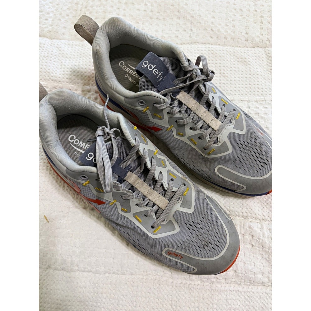 GDefy Gray/Orange Men's Low Top Lace Up Mesh Sneakers Rubber Outsole